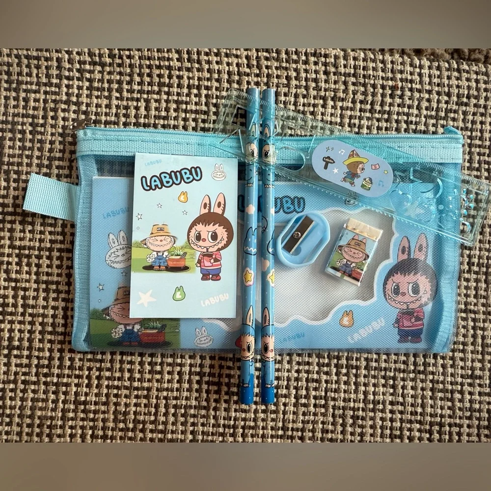 Labubu Stationery Set With Pencil Case, Blue
